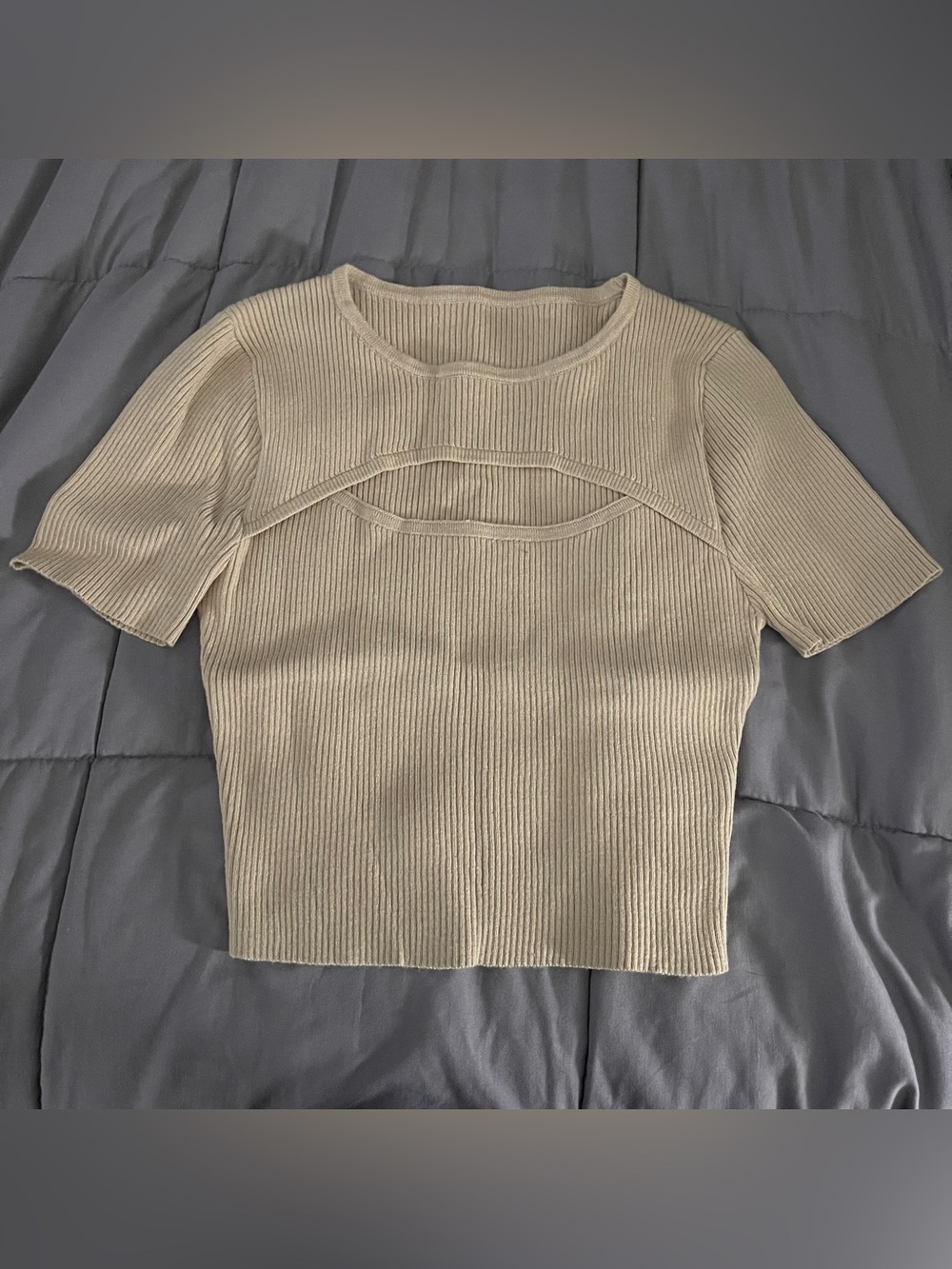SHEIN Beige Ribbed Crop Top